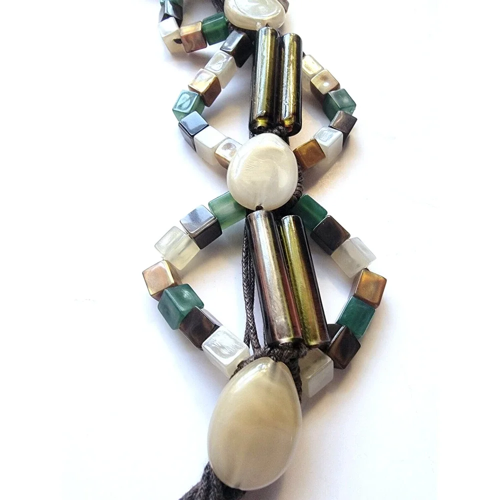 Vintage Boho Beaded Belt Multi Strand Coastal Cowgirl Festival L XL
